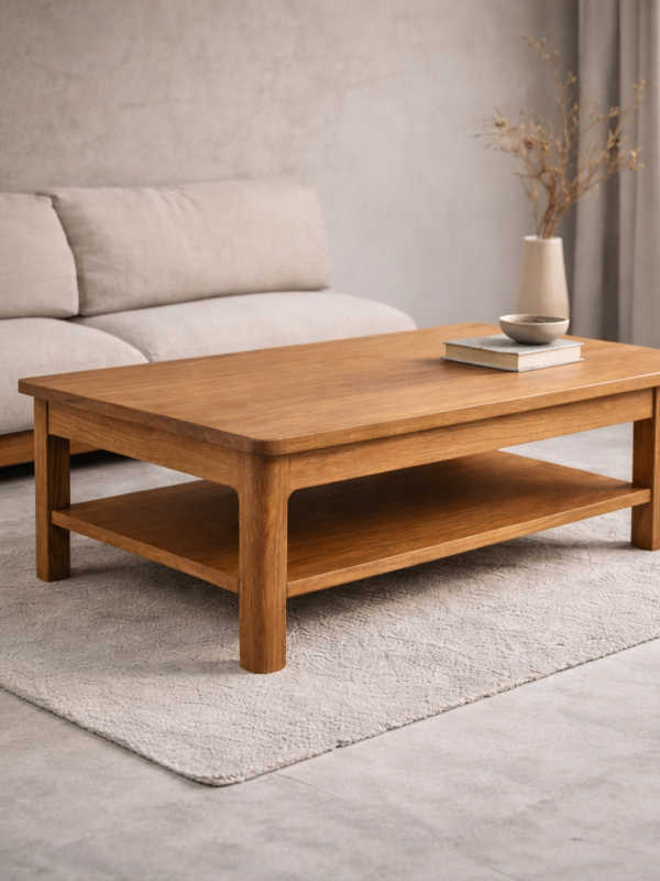 Stilla Design LOWBLOCK - A sculptural solid oak coffee table defined by calm proportions, soft edges and timeless craftsmanship.